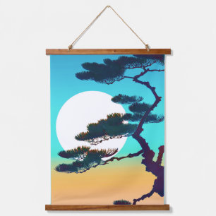 Cypress Tree and Full Moon Hanging Tapestry