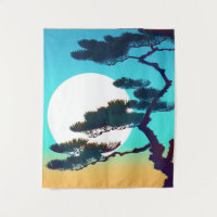 Cypress Tree and Full Moon  