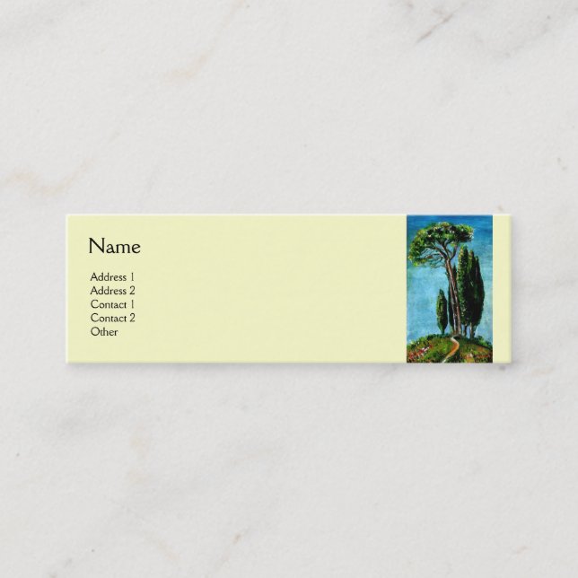 CYPRESS TREES AND MEDITERRANIAN PINE IN TUSCANY MINI BUSINESS CARD (Front)