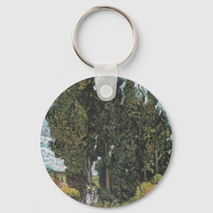Cypress Trees by Van Gogh Key Ring