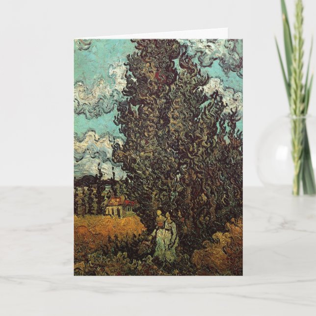 Cypresses and Two Women by Vincent van Gogh Card (Front)