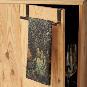 Cypresses and Two Women by Vincent van Gogh Tea Towel