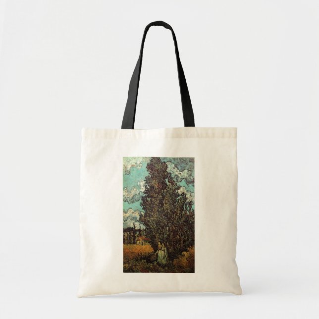 Cypresses and Two Women by Vincent van Gogh Tote Bag (Front)