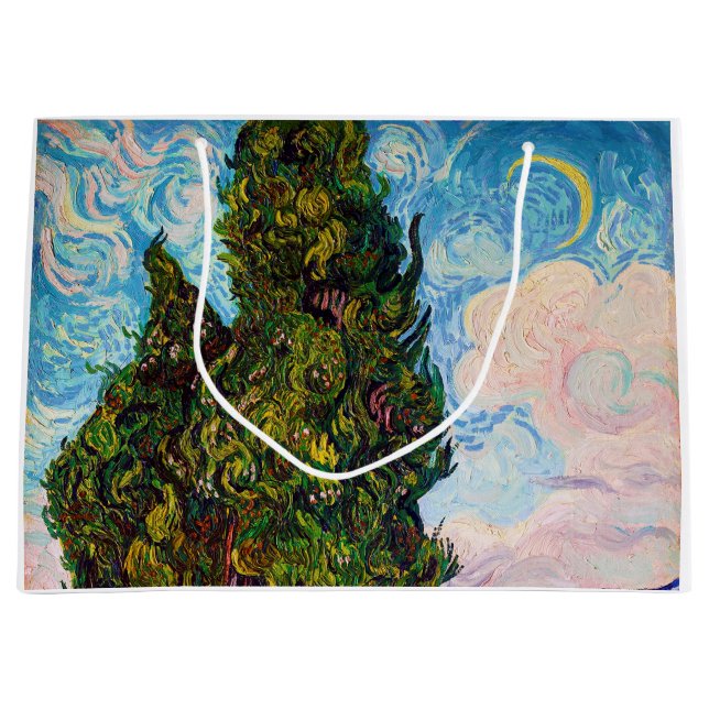 Cypresses, Van Gogh Large Gift Bag (Front)