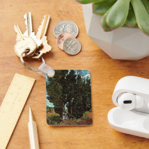 Cypresses with Female Figures by Vincent van Gogh Key Ring