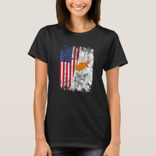 CYPRIOT ROOTS Half American Flag USA CYPRUS FLAG T-Shirt