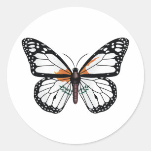 Cyprus butterfly monarch flag classic round sticker