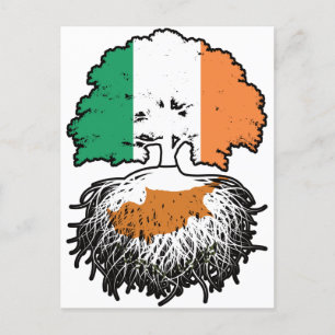 Cyprus Cypriot Irish Ireland Tree Roots Flag Postcard