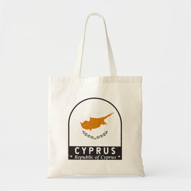 Cyprus Flag Emblem Distressed Vintage Tote Bag (Front)