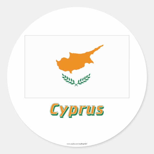 Cyprus Flag with Name Classic Round Sticker (Front)
