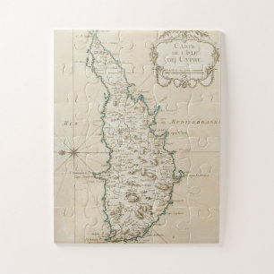 Cyprus island Mediterranean map old antique brown Jigsaw Puzzle