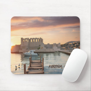 Cyprus Kyrenia Watercolor Sketch with Yacht    Mouse Pad