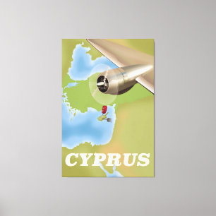 Cyprus map vintage travel poster canvas print