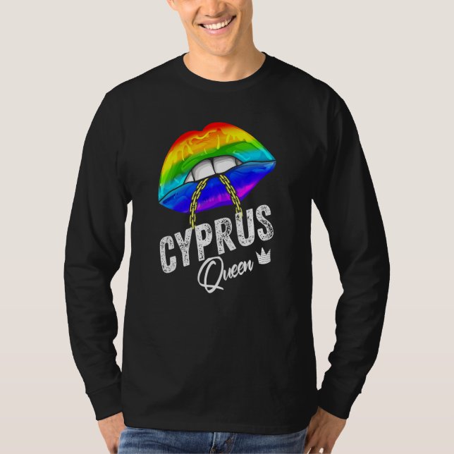 Cyprus Queen Lgbtq Gay Pride Flag Lips Rainbow Men T-Shirt (Front)