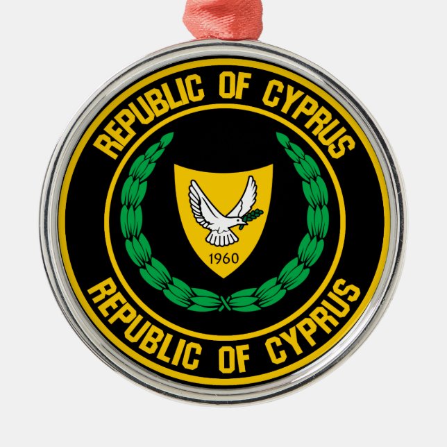 Cyprus Round Emblem Metal Tree Decoration (Front)
