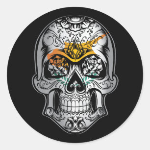 Cyprus  Skull And Roses Flag Classic Round Sticker