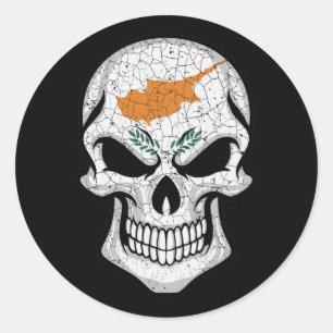 Cyprus Smiling Skull Flag Classic Round Sticker