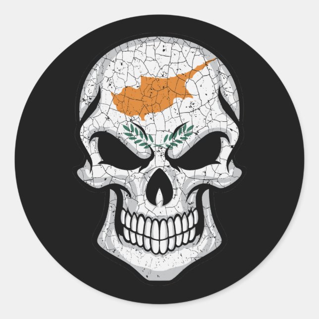 Cyprus Smiling Skull Flag Classic Round Sticker (Front)