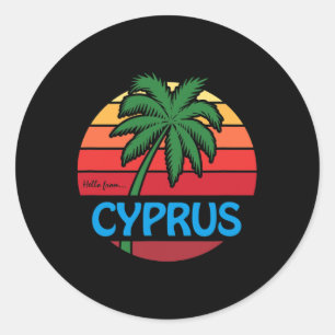 Cyprus Summer Palm Tree Beach Cypriot Souvenir Gra Classic Round Sticker
