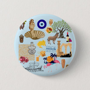 Cyprus Symbols Travel Lovers 6 Cm Round Badge