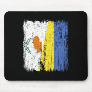 Cyprus Ukraine Half Flag Cypriot Ukrainian Heritag Mouse Pad
