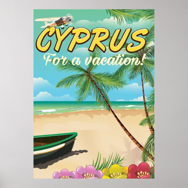 Cyprus vintage beach travel poster (Front)