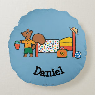 Cyril the Squirrel on Vacation Round Cushion