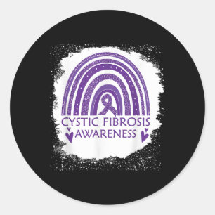Cystic Fibrosis Awareness Bleached Rainbow Purple Classic Round Sticker