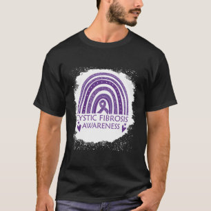 Cystic Fibrosis Awareness Bleached Rainbow Purple T-Shirt
