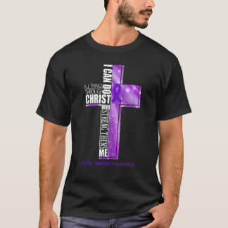 Cystic Fibrosis Awareness Christian Cross Ribbon T-Shirt