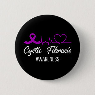 Cystic Fibrosis Awareness Heartbeat Love Purple Ri 6 Cm Round Badge
