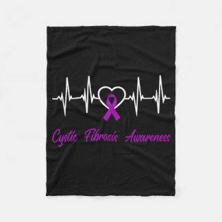 Cystic Fibrosis Awareness Heartbeat Love Purple Ri Fleece Blanket