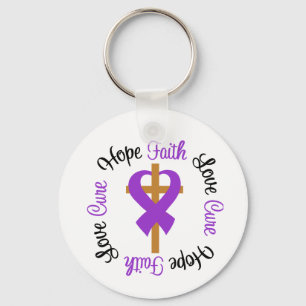 Cystic Fibrosis Faith Hope Love Cross Key Ring