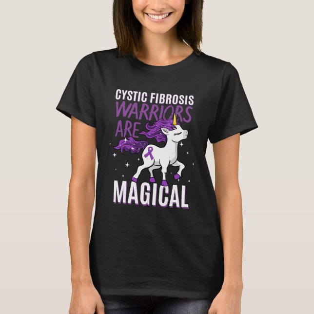 Cystic Fibrosis Warrior Magical Unicorn Purple Pul T-Shirt (Front)