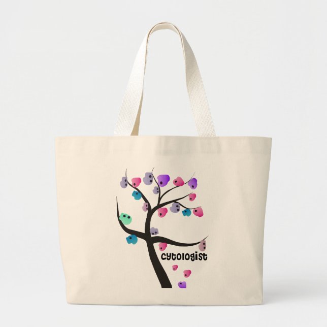 Cytologist Gifts Unique Tree With Cells Design Large Tote Bag (Front)