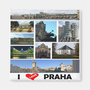 CZ - Czech Republic - Prague - I Love- Collage Magnet