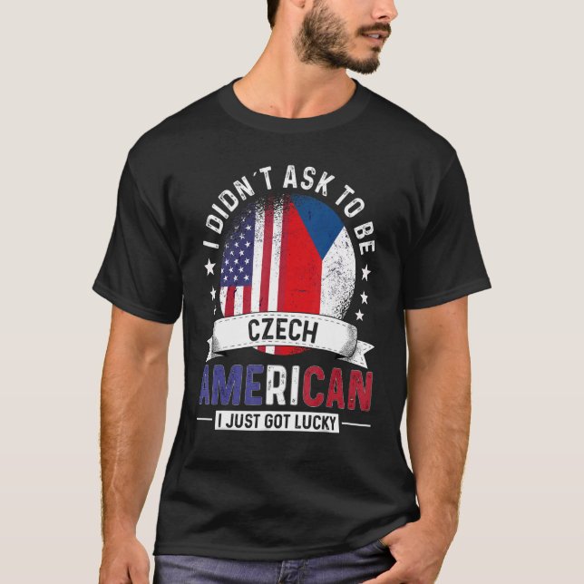 Czech American Countries Flags Pride Country Czech T-Shirt (Front)
