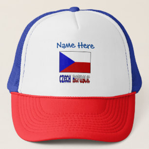 Czech and Czech Republic Flag Blue Personalised Trucker Hat