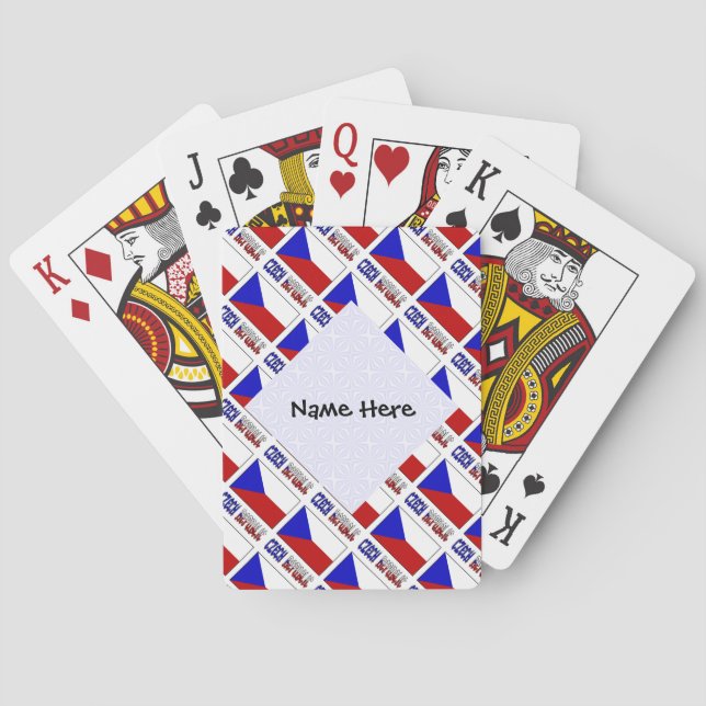 Czech and Czech Republic Flag Tiled with Your Name Playing Cards (Back)