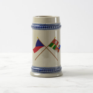Czech and South Bohemia Crossed Flags Beer Stein