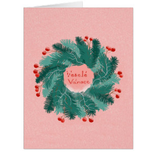 Czech Christmas wreath Postcard