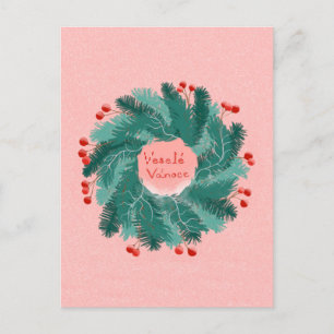 Czech Christmas wreath Postcard