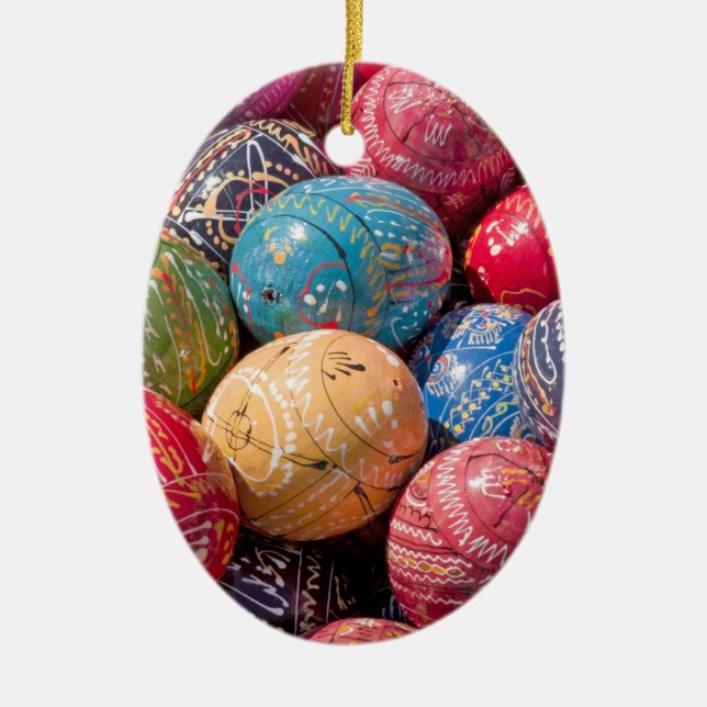 Czech Decorated Easter Eggs Ceramic Tree Decoration (Front)