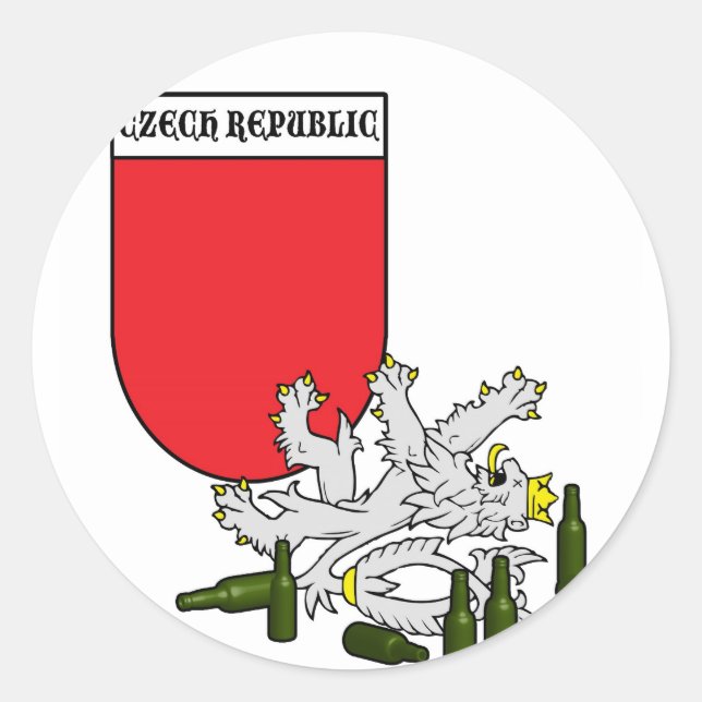 Czech Emblem w/ Lion Classic Round Sticker (Front)