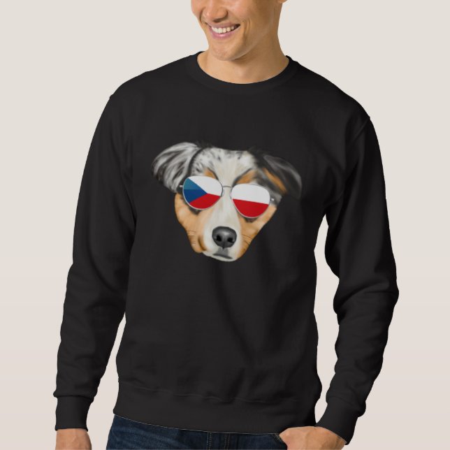 Czech Flag Australian Shepherd Dog Czech Republic  Sweatshirt (Front)
