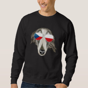 Czech Flag Borzoi Dog Czech Republic Pocket Sweatshirt