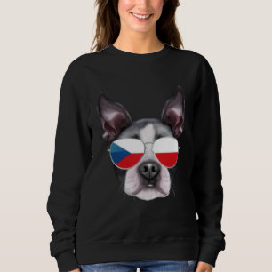 Czech Flag Boston Terrier Dog Czech Republic Pocke Sweatshirt