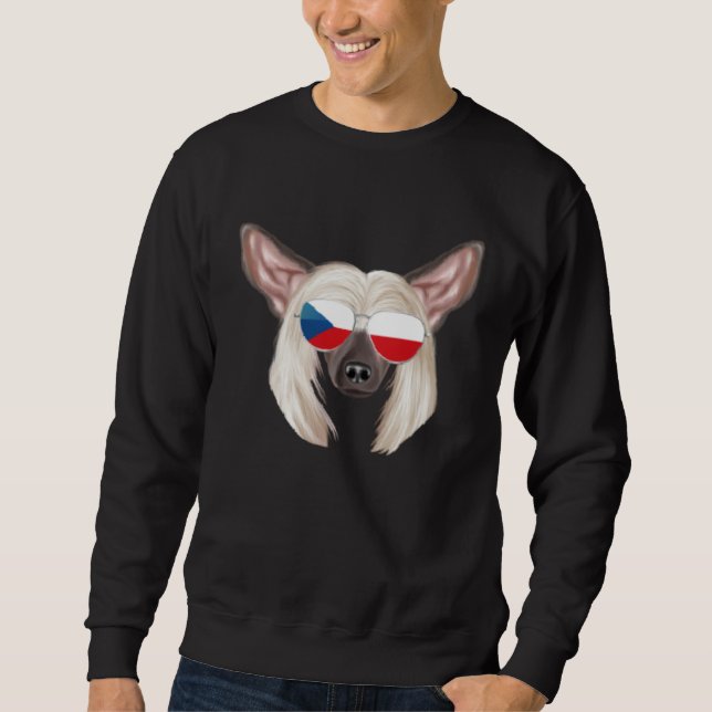 Czech Flag Chinese Crested Dog Czech Republic Pock Sweatshirt (Front)