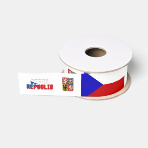 Czech flag-coat of arms grosgrain ribbon