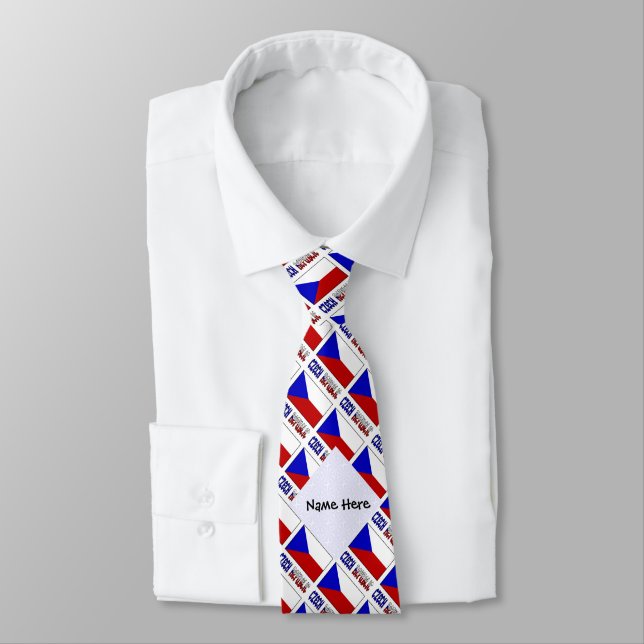 Czech Flag Czech Republic Tiled Personalized  Tie (Tied)